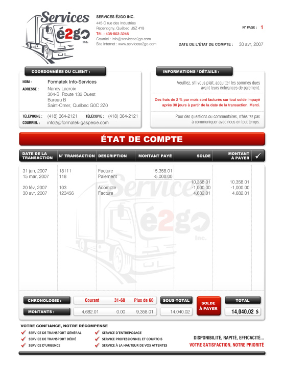 SAGE 50 | ÉTAT DE COMPTE | # M1TR02-3