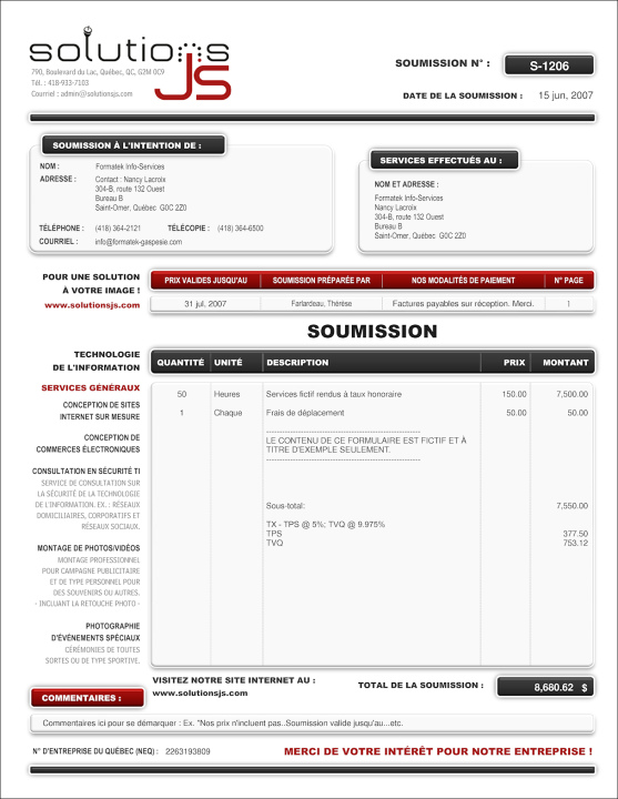 SAGE 50 | SOUMISSION | # M1TE06X-2