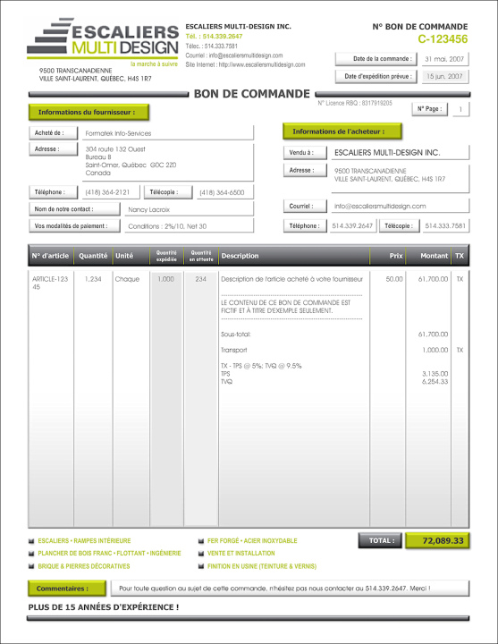 SAGE 50 | BON COMMANDE | # M1DE03-6
