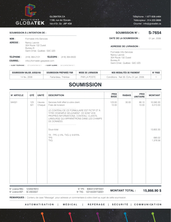 SAGE 50 | SOUMISSION | # M5TE01X-3
