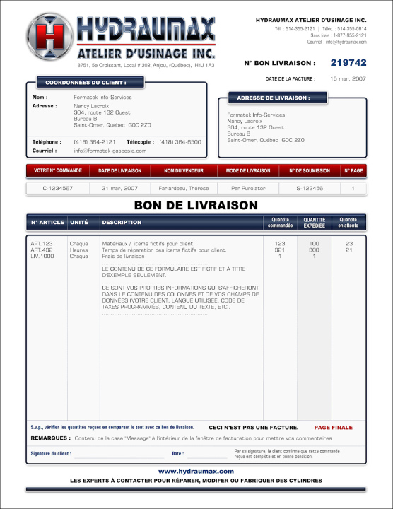 SAGE 50 | BON D'EXPÉDITION (PACKING SLIP) | # M2FA01-3