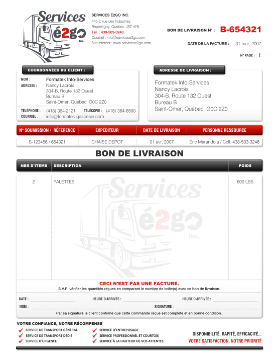 SAGE 50 | BON DE LIVRAISON | # M1TR02-4