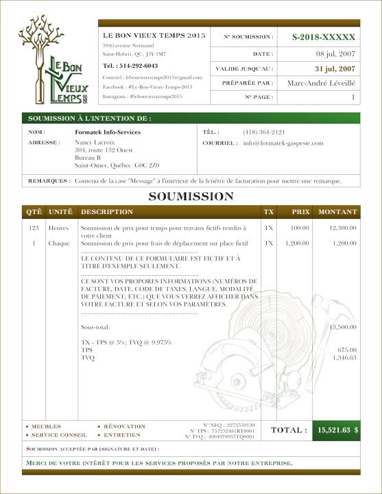 SAGE 50 | SOUMISSION | # M4CT01-3