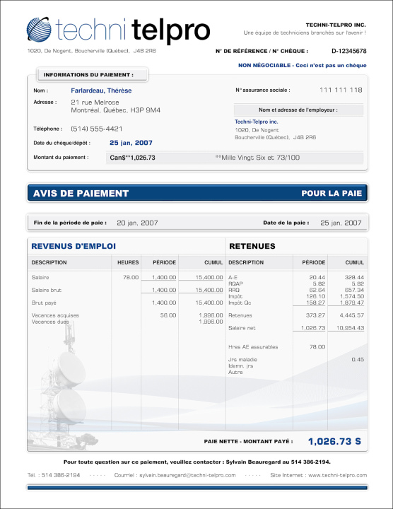 SAGE 50 | AVIS PAIEMENT - TALON PAIE | # M1TE02-5