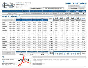 PDF | FEUILLE DE TEMPS | # P-P-M3CT31X-1